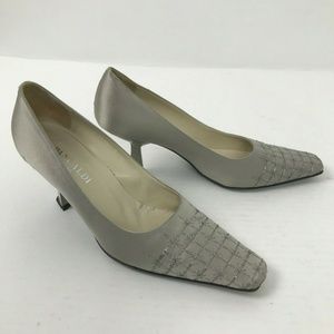 Pancaldi Silver Pumps Embroidered Evening Sz 7